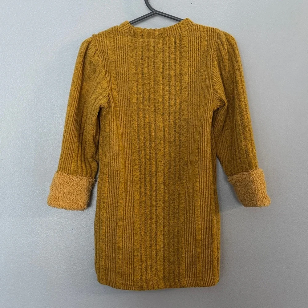 Cozy Mustard Knit Dress with Hat